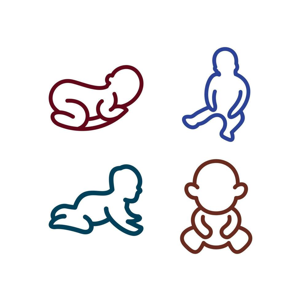 set of cute baby line logo design, cute logo design template vector