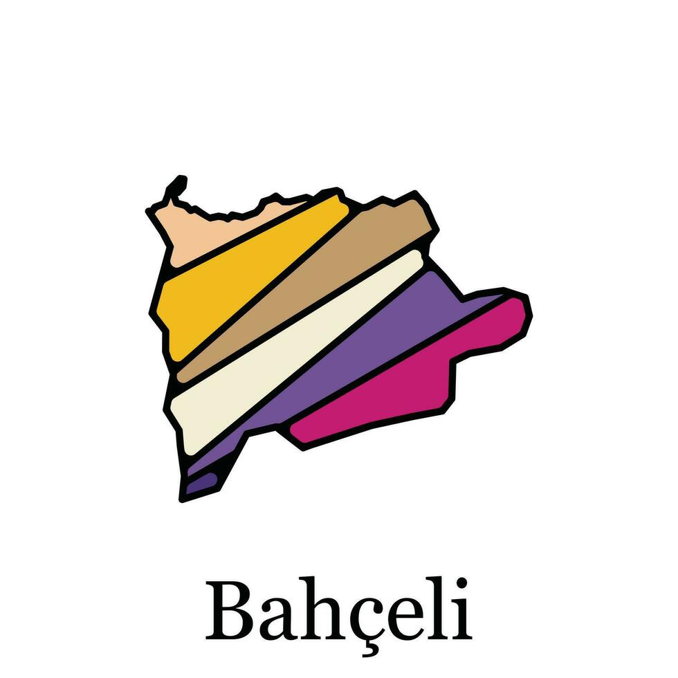 Bahceli City of Turkey Geometric Map Colorful Creative Logo, element graphic illustration design template, logo for your company vector