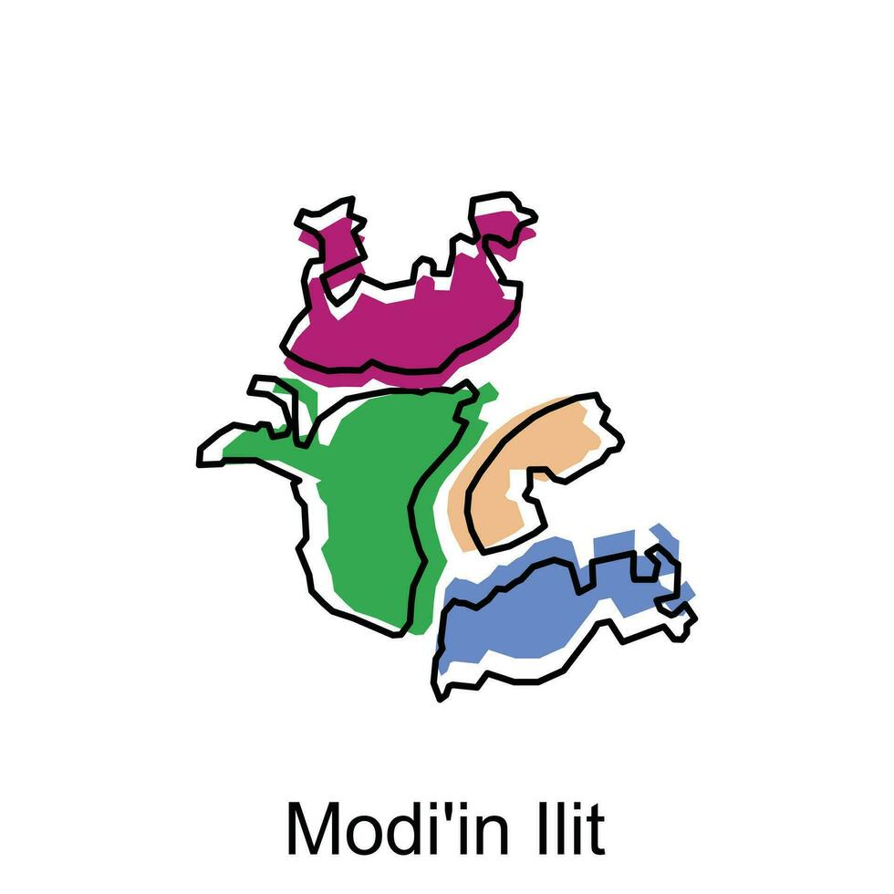 Modi'in Ilit map icon vector illustration, Map is highlighted on the Israel country, illustration design template