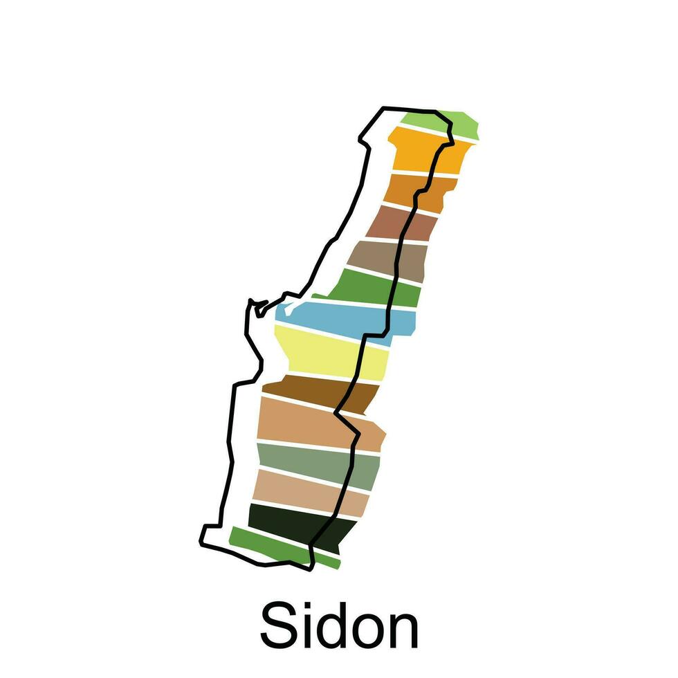 Sidon map design template, Vector map of Lebanon with named governorates and travel icons