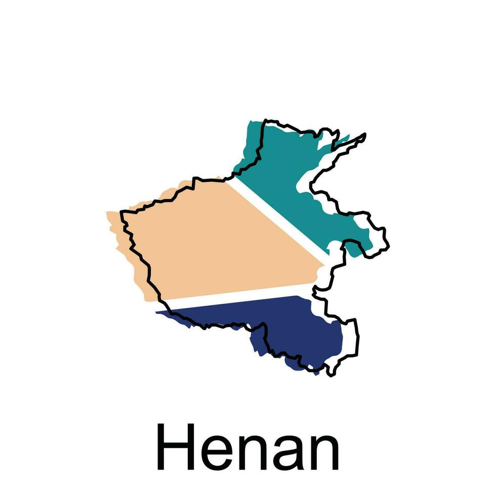 mapa de Henan alto calidad es un provincia de China mapa, negro y blanco detallado contorno regiones de el país. vector ilustración modelo
