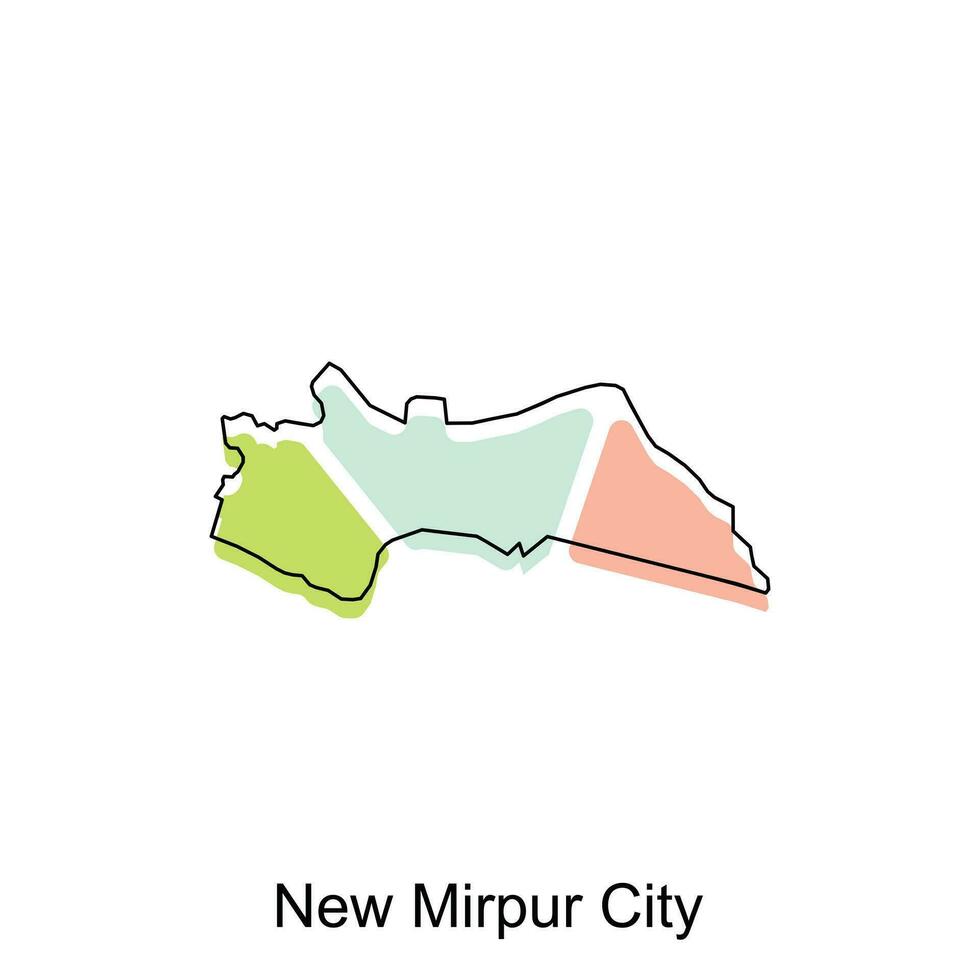 mapa de nuevo mirpur ciudad moderno con contorno estilo vector diseño, mundo mapa internacional vector modelo