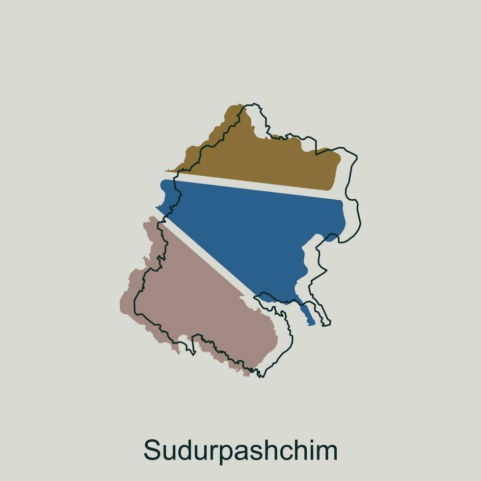 mapa de sudurpashchim geométrico contorno ilustración diseño, país de Nepal mapa vector diseño modelo