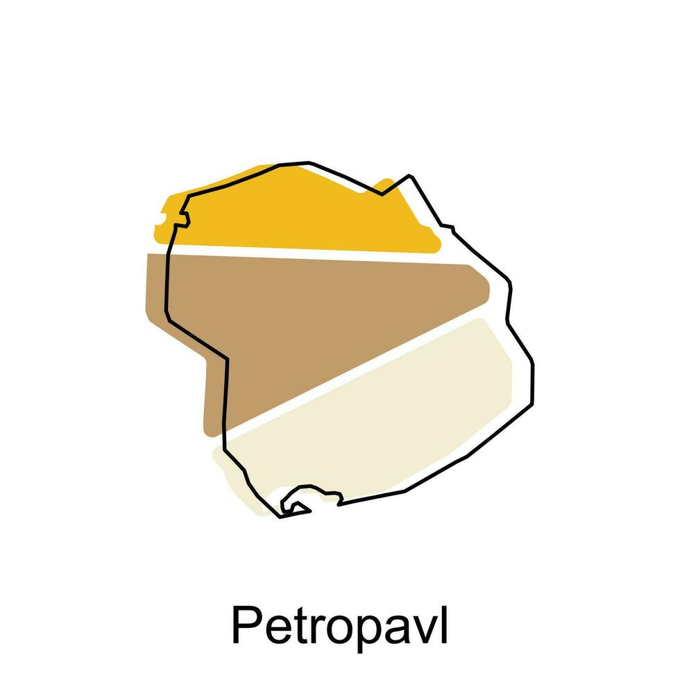 Petropavl City Republic of Kazakhstan map vector illustration, vector template with outline graphic sketch style isolated on white background