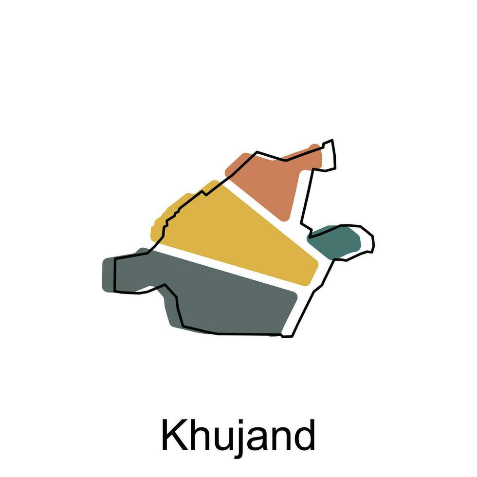 khujand mapa en blanco antecedentes ilustración diseño plantilla, mapa tener todas provincia y marca el capital ciudad de tayikistán, logotipo elemento para modelo. vector