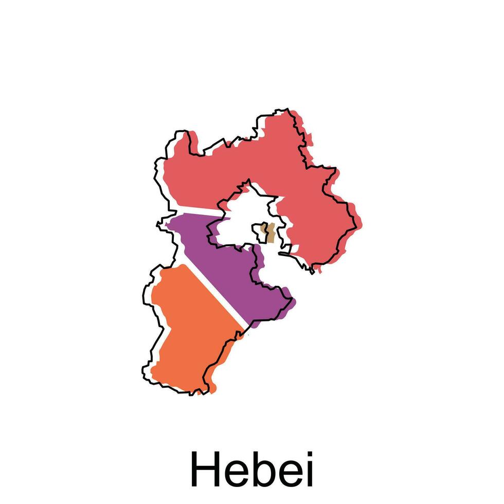 High detailed vector map of Hebei modern outline, Logo Vector Design. Abstract, designs concept, logo, logotype element for template.