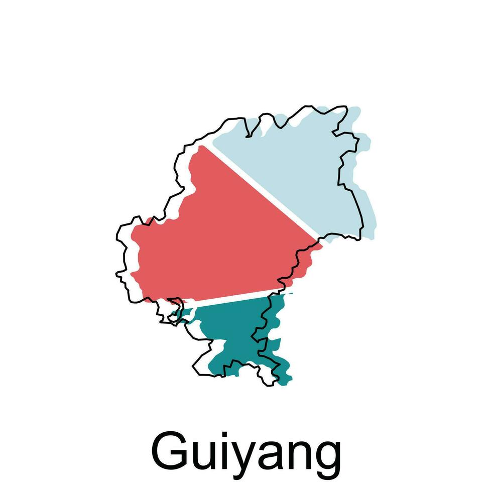 Map of Guiyang High Quality is a province of China map, black and white detailed outline regions of the country. Vector illustration template