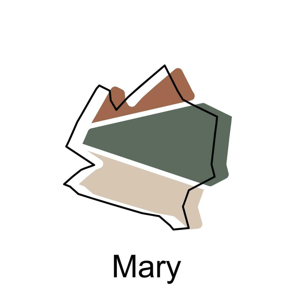 Map of Mary vector illustration of design template,Map have all province and mark the capital city of Turkmenistan