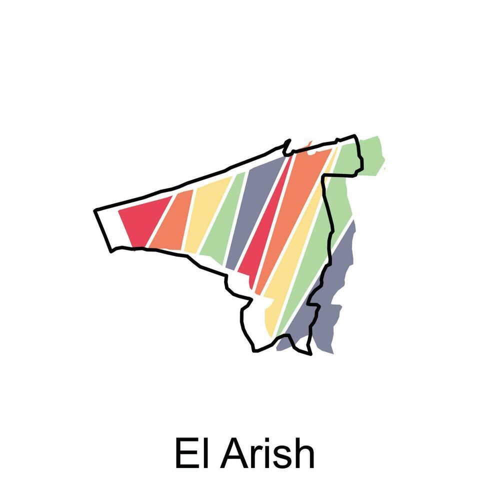 map of El Arish, flat vector with high details. Qatar administrative map with international border design template