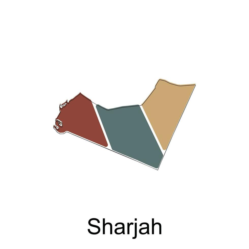 mapa de Sharjah provincia de unido emirato árabe ilustración diseño, mundo mapa internacional vector modelo con contorno gráfico bosquejo estilo aislado en blanco antecedentes