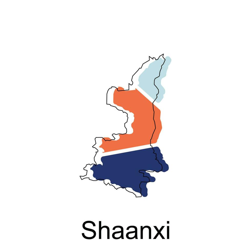 Shaanxi City Map Republic of China, Shanxi Province, map vector illustration design template, on white background