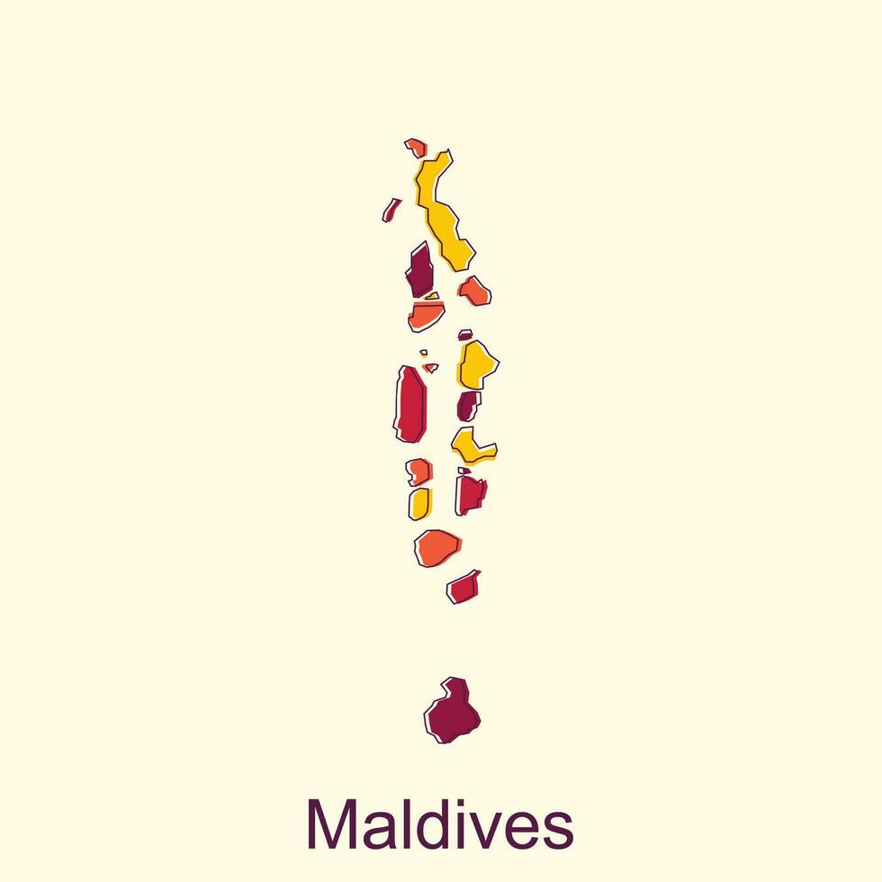 Map of Maldives Vector illustration icon with simplified map of Republic of Maldives, illustration design template