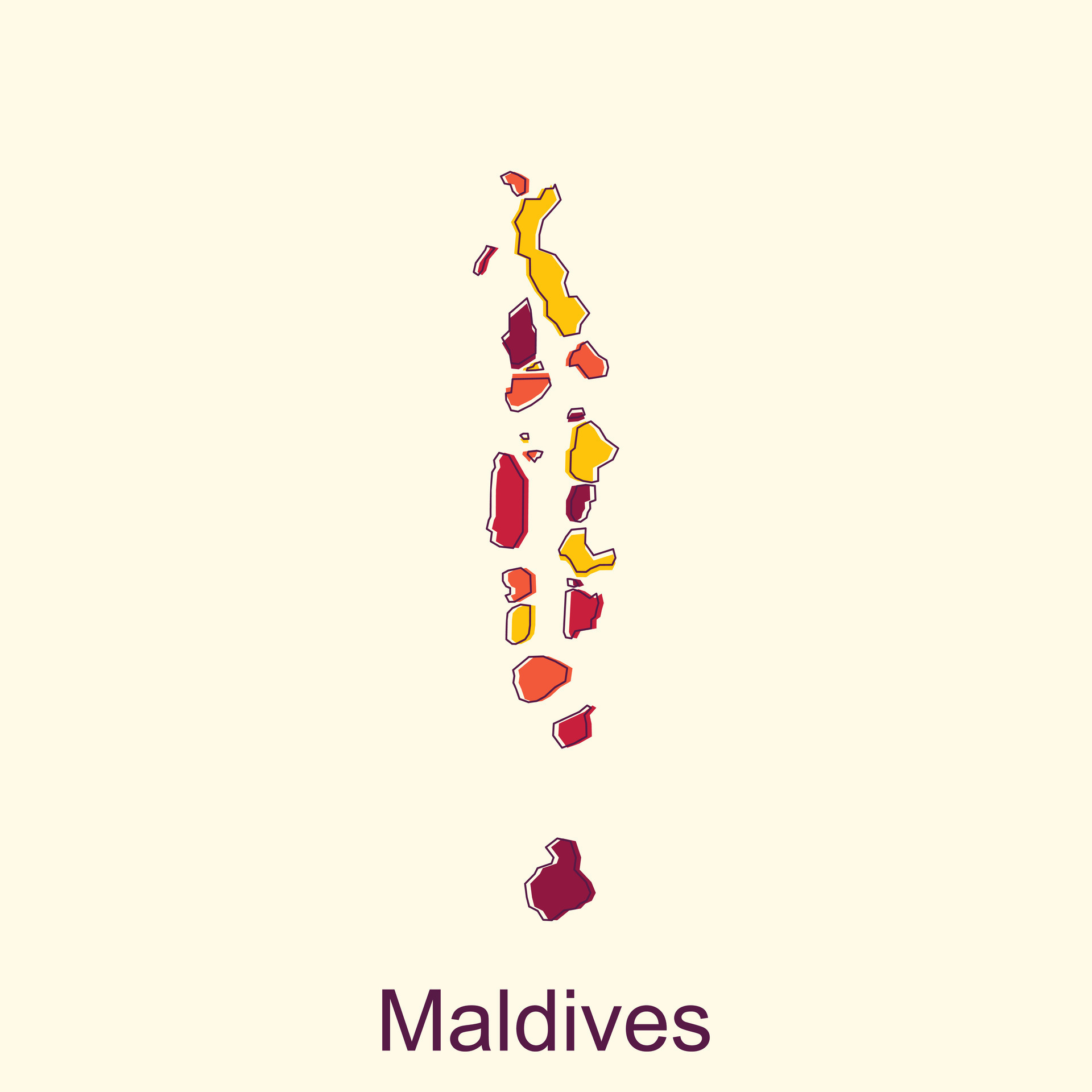 Map of Maldives Vector illustration icon with simplified map of