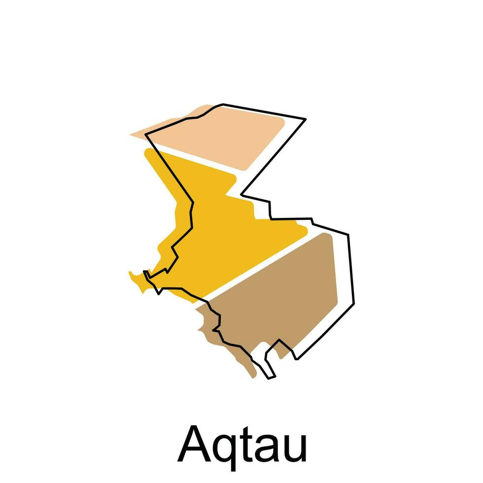 Aqtau City Republic of Kazakhstan map vector illustration, vector template with outline graphic sketch style isolated on white background
