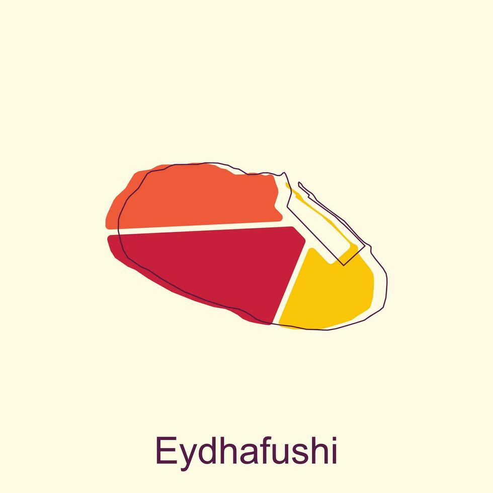 Map of Eydhafushi geometric colorful with outline modern icon, vector illustration design template