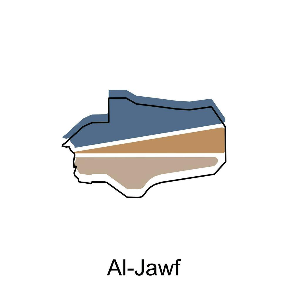 Map of Al Jawf Province of Yemen illustration design, World Map International vector template with outline graphic sketch style isolated on white background