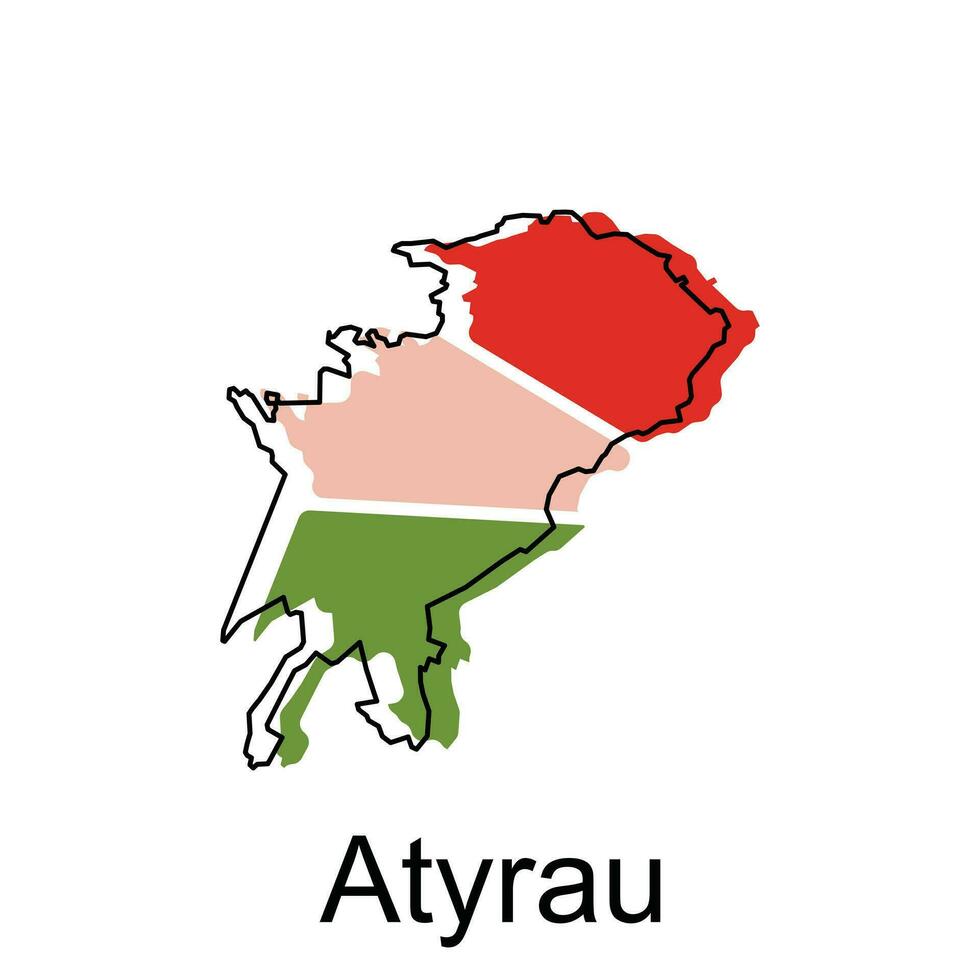 Map of Atyrau Stylized vector Kazakhstan map, Logo Vector Design. Abstract, designs concept, logo, logotype element for template.