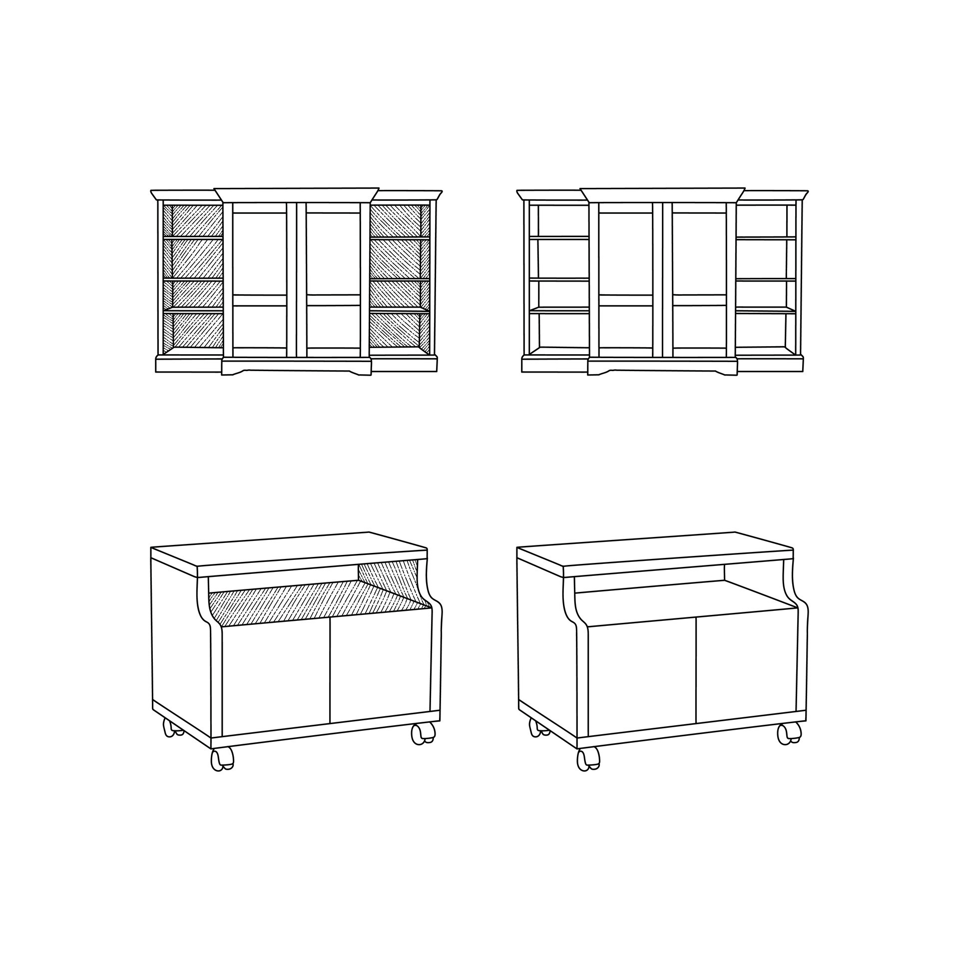 Set of Cupboard vector design template, icon from furniture collection