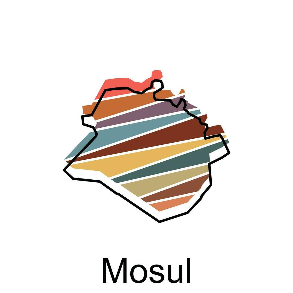 Fully editable, detailed vector map of Mosul, map Vector map of Iraq with named governance and travel icons template