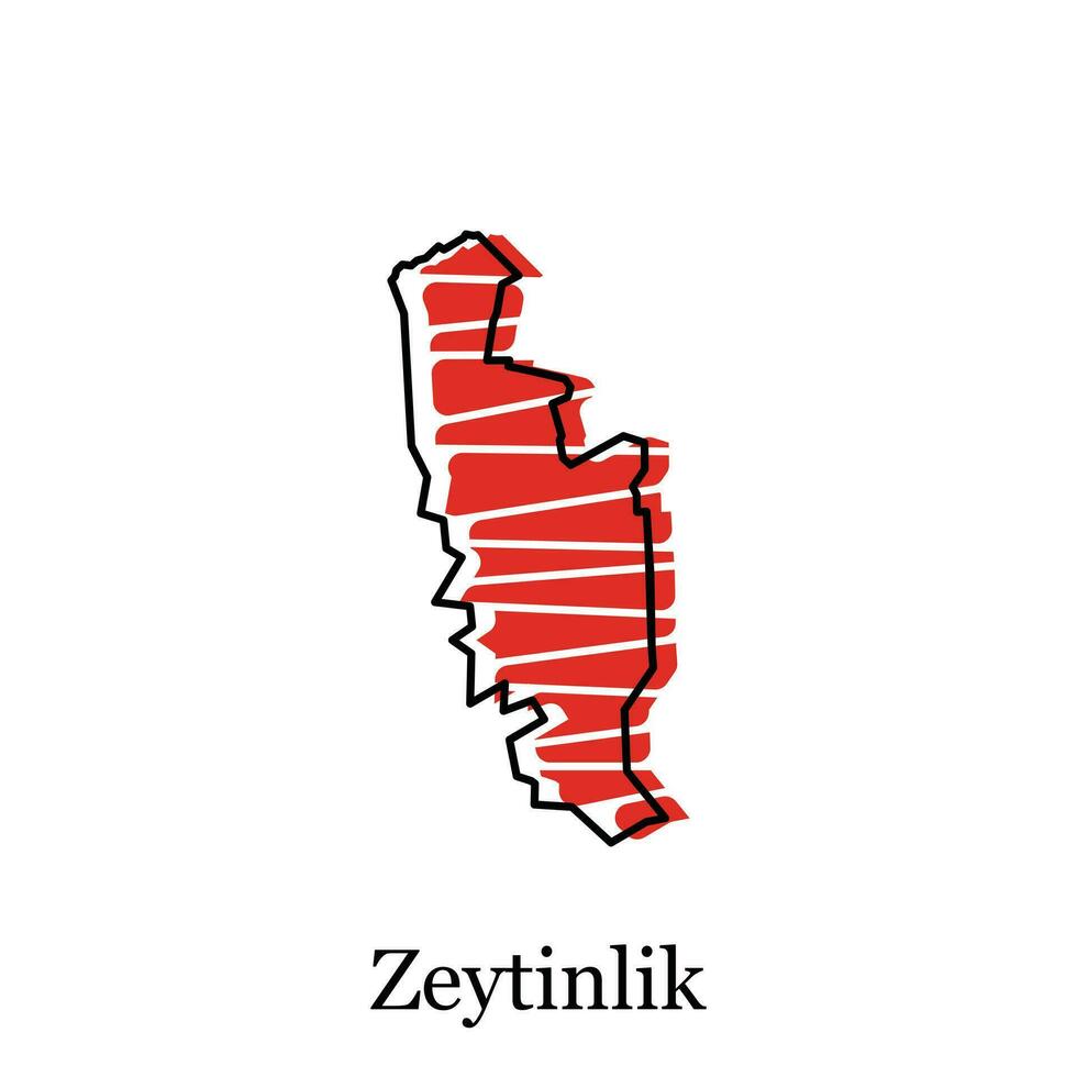 map of Zeytinlik with named regions and travel icons, Country map for infographic Design Template vector