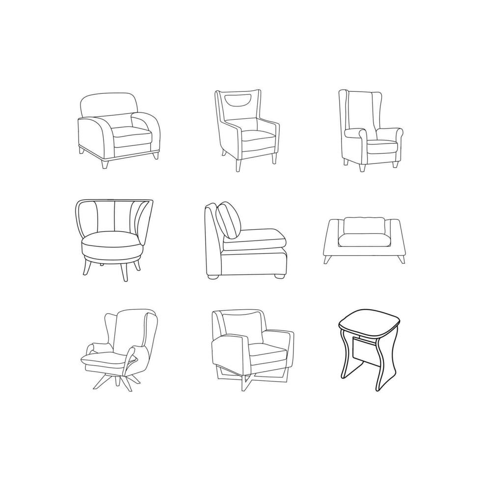 Furniture of Chair set icon, logo collection inspiration design template, suitable for your company vector