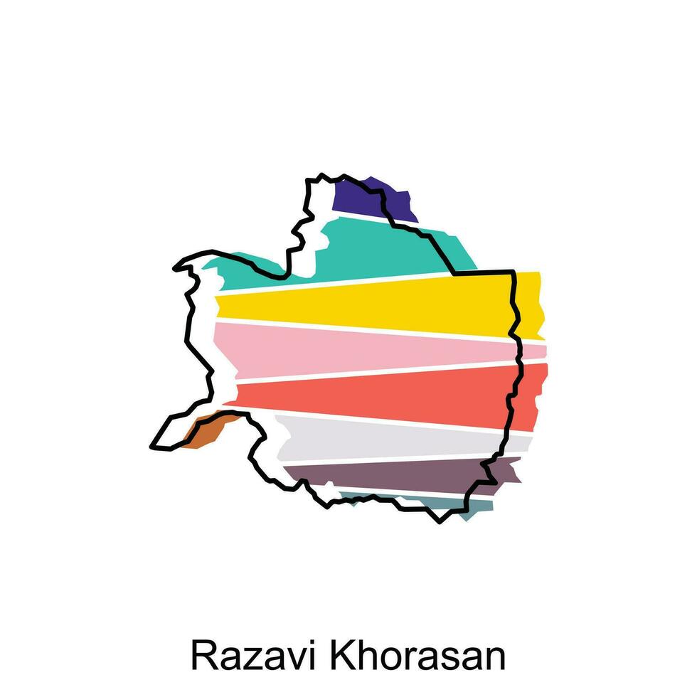 Map of Razavi Khorasan administrative, country of Iran departments with icons, illustration design template vector