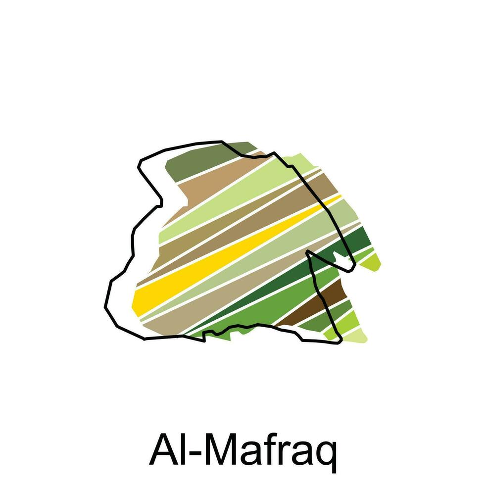 Al Mafraq on a geographical map of Jordan, Vector Design Template. Editable Stroke