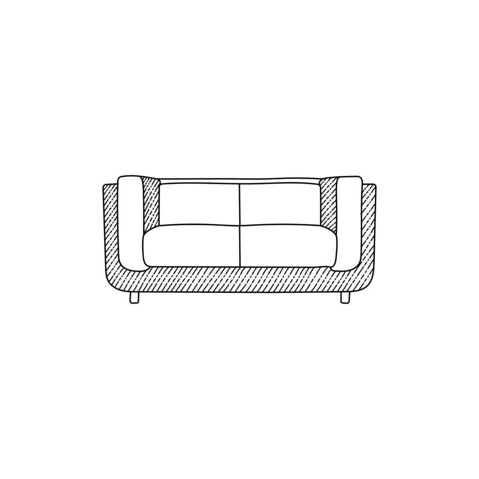 Sofa relax comfortable line logo design, interior graphic element abstract logo design concept vector
