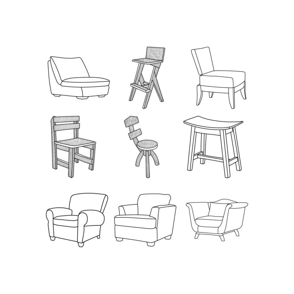 Set Chair interior icon, Illustration Minimalist Simple Design vector