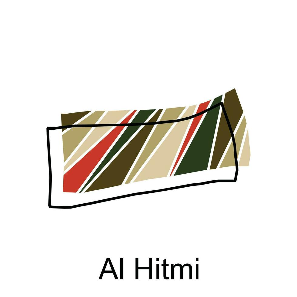 Al Hitmi map flat vector illustration, Outline Map of Qatar Vector Design Template. Editable Stroke