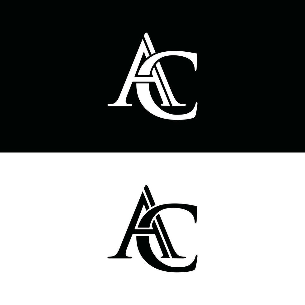 letter AC vector logo design template, monogram logo in white color and black background.