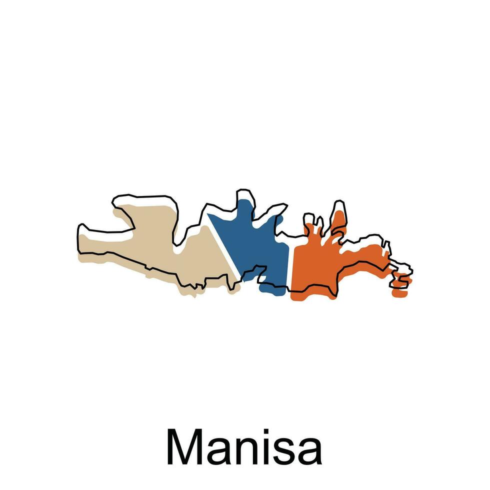 Map of Manisa Province of Turkey, World Map International vector template with outline graphic sketch style isolated on white background