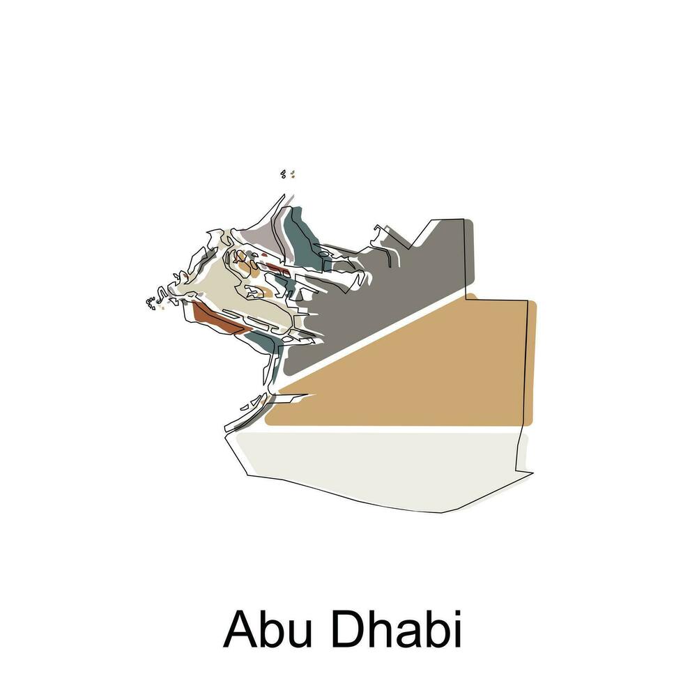Map of Abu Dhabi Province of United Emirate Arab illustration design, World Map International vector template with outline graphic sketch style isolated on white background