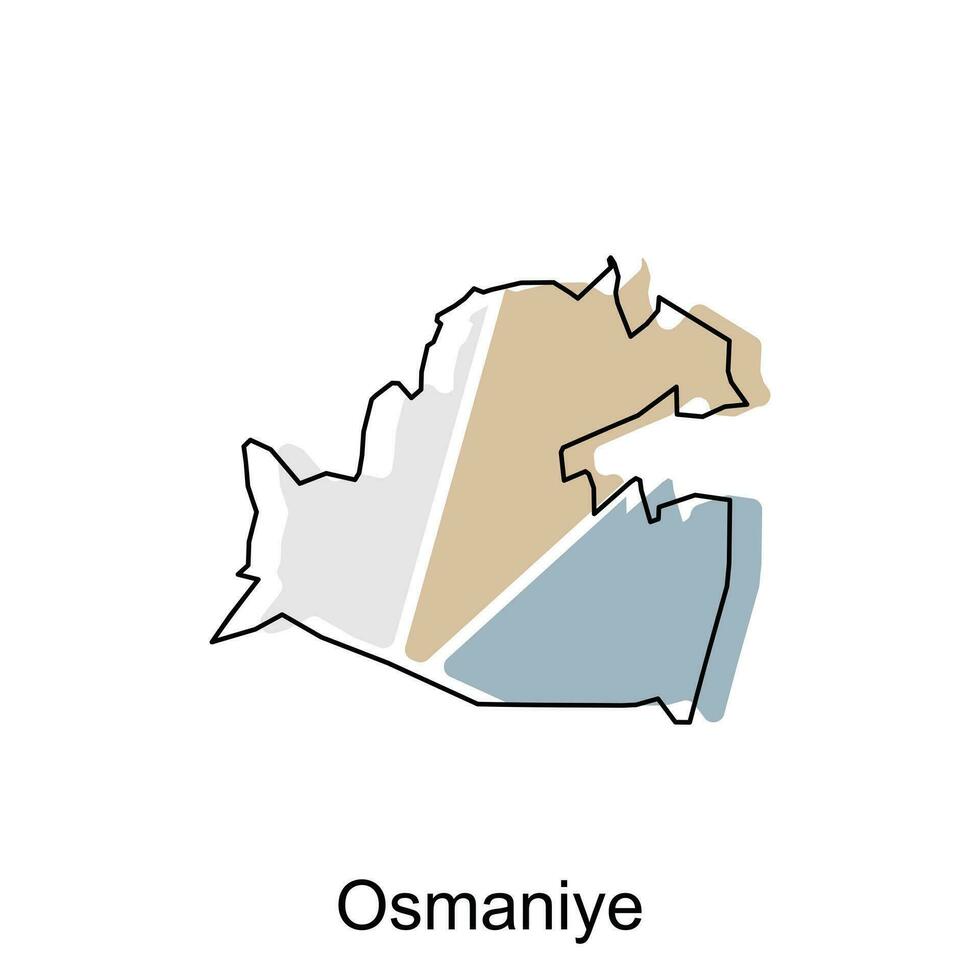 Map of Osmaniye Province of Turkey Illustration design, Turkey World Map International vector template