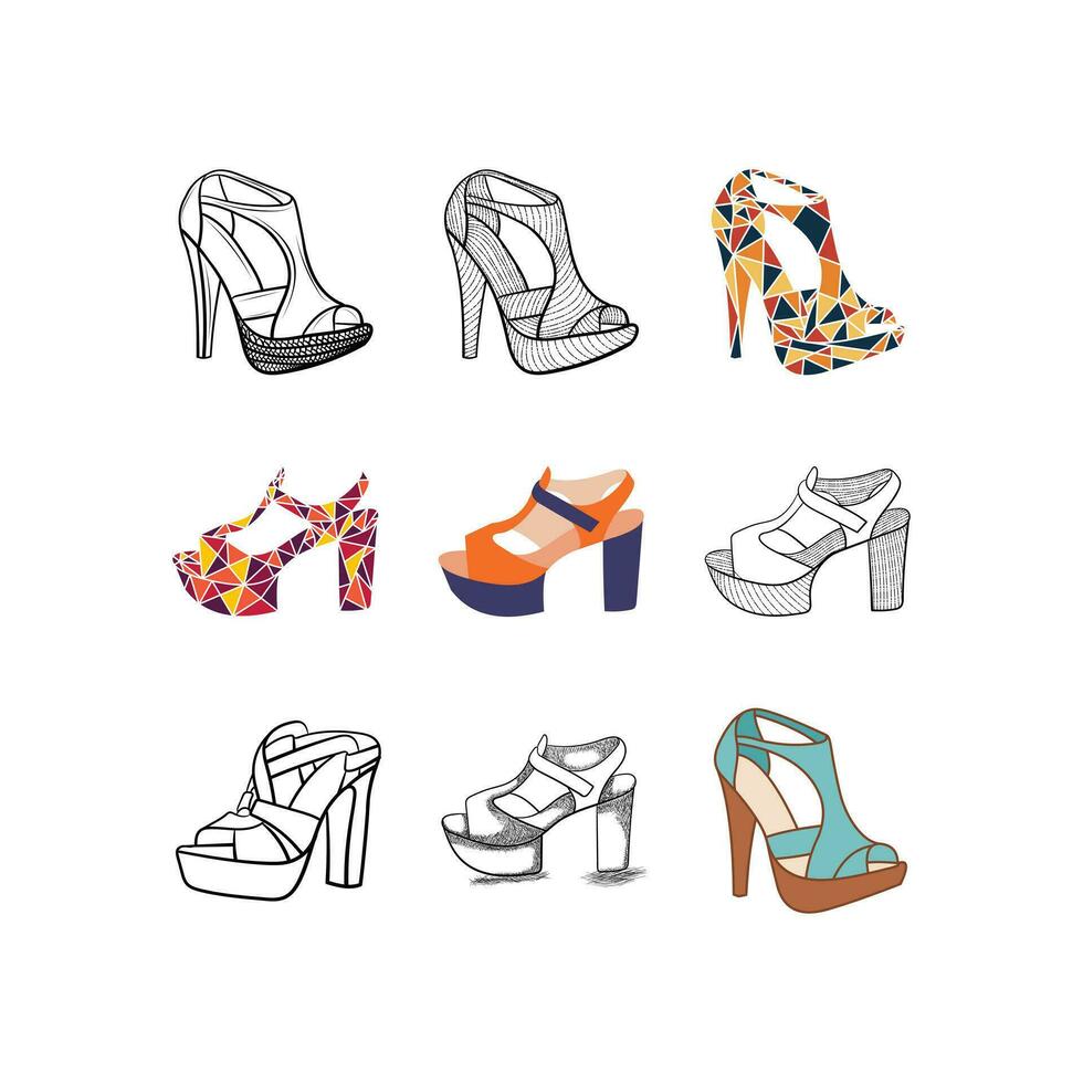 Set Woman High Heels Elegant design, isolated icon in light background, perfect for logo, graphic design vector