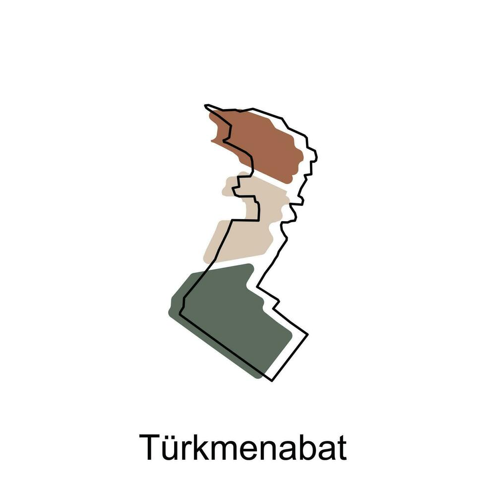 Turkmenabat Map on White Background illustration design template, Map International vector template with outline graphic sketch style, suitable for your company