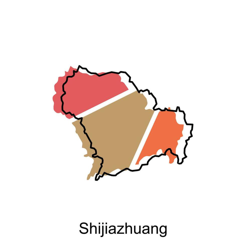 Shijazhuang City Map Republic of China, Shanxi Province, map vector illustration design template, on white background