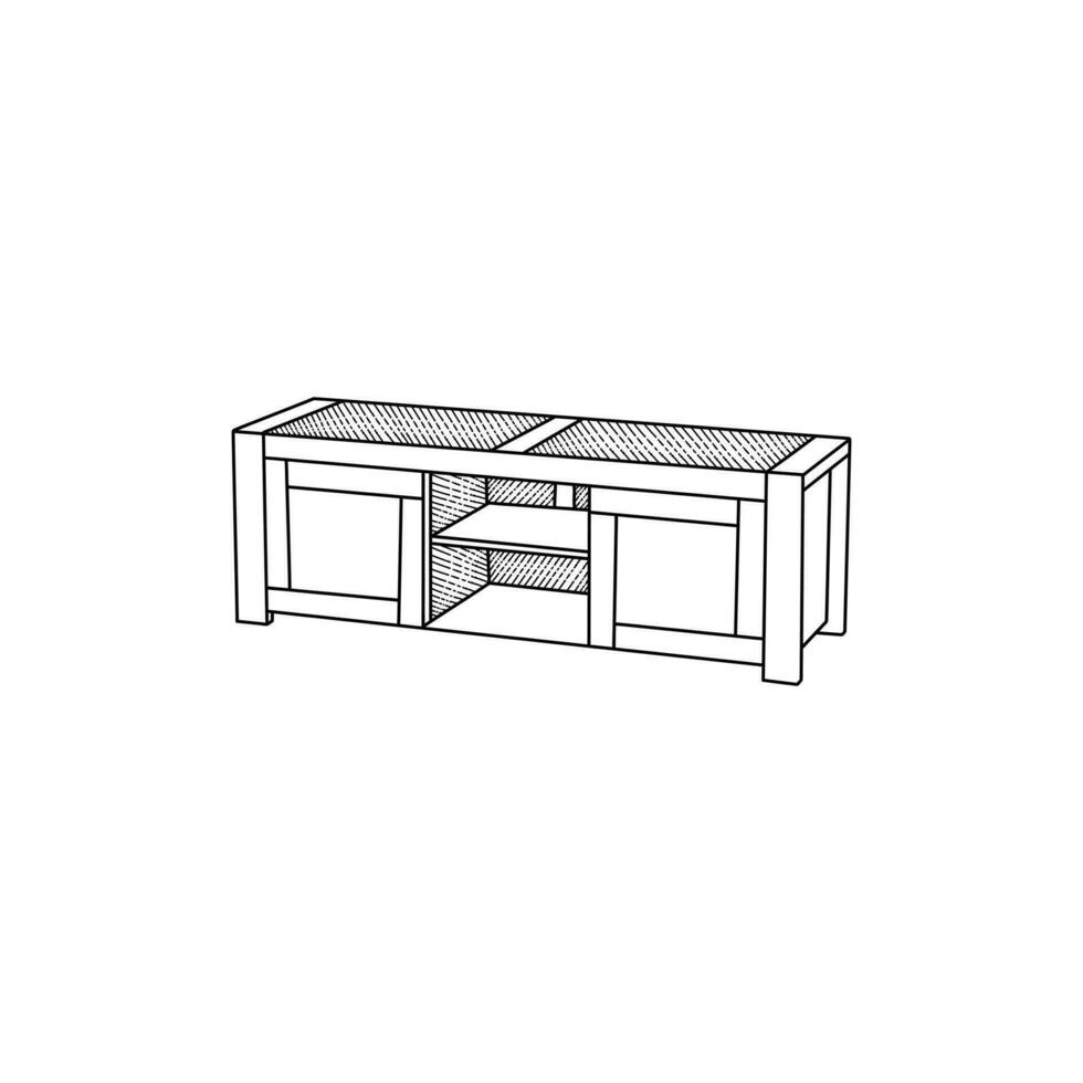 línea mueble diseño de televisión tablero plantilla, icono desde mueble colección aislado en blanco antecedentes vector