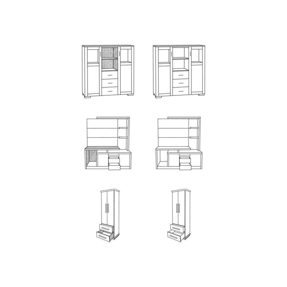 Set Cupboard collection icon Furniture line art vector, minimalist illustration design vector