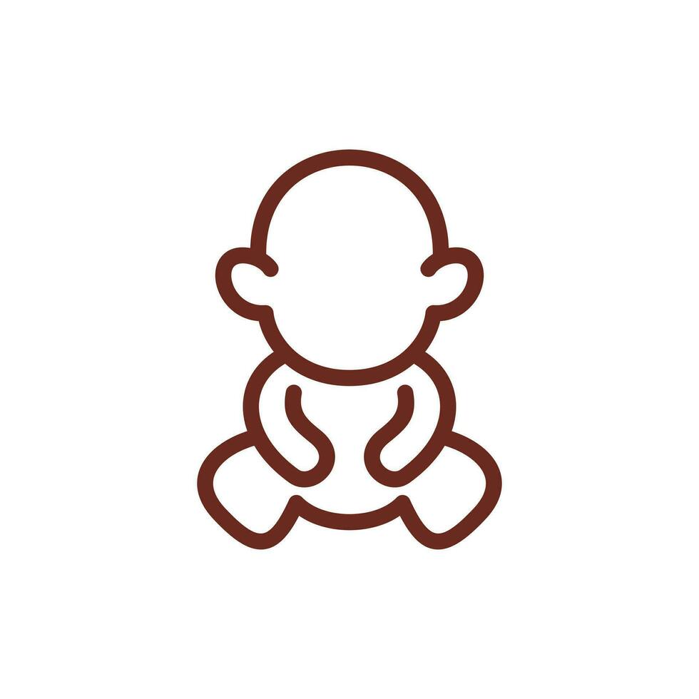 baby cute sitting line logo design, vector icon template