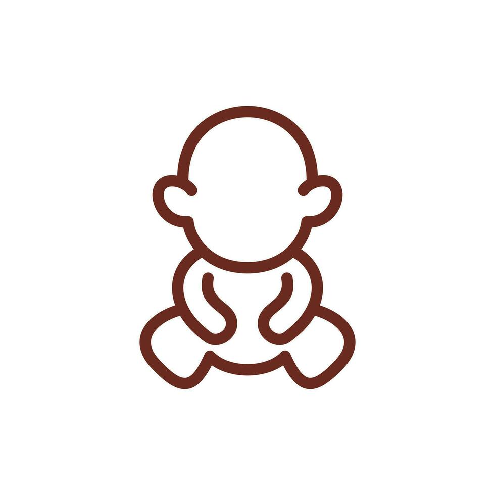 baby cute sitting line logo design, vector icon template