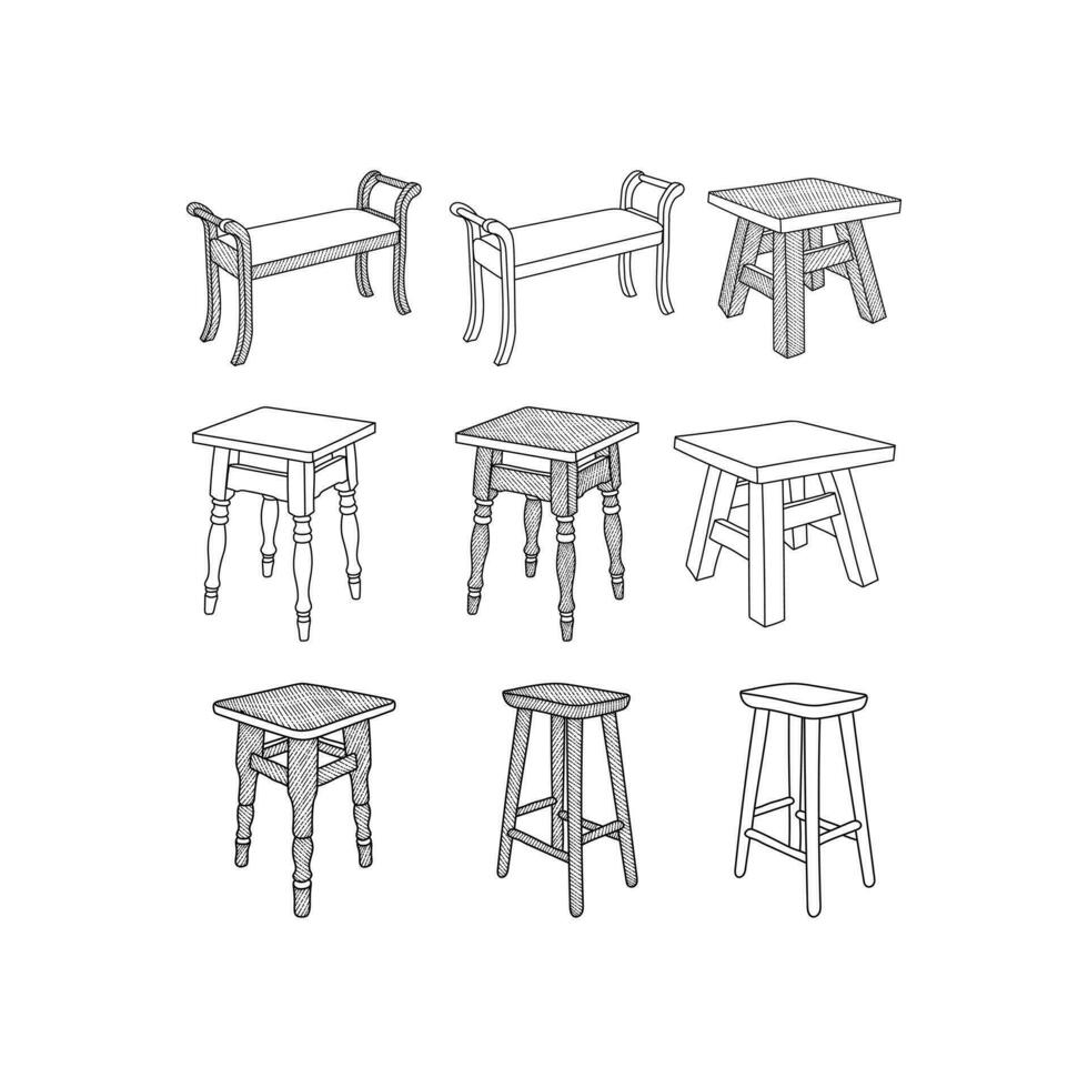 mueble conjunto de asiento icono diseño ilustración modelo vector, adecuado para tu empresa vector