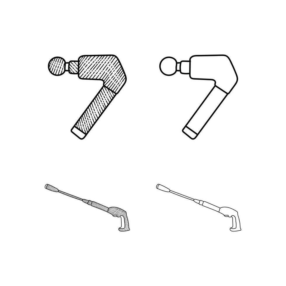 set of Gun collection icon line art design, Outline vector design illustration template, suitable for your company