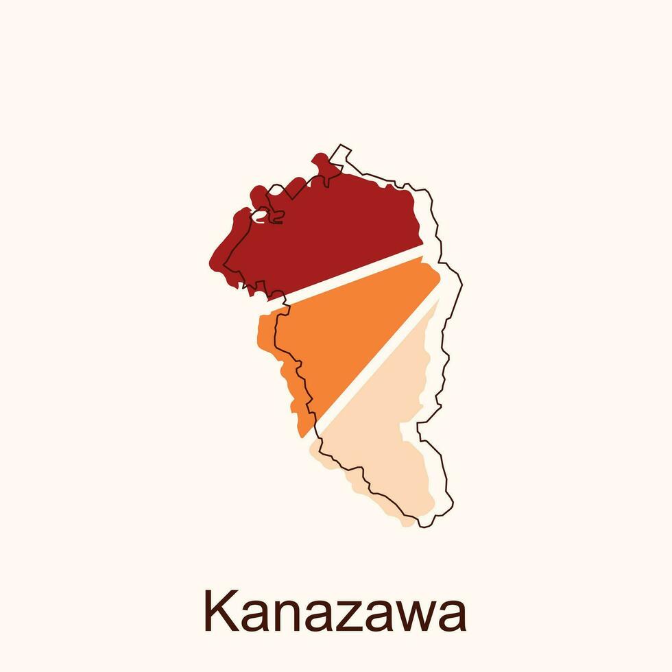 map of Kanazawa vector design template, national borders and important cities illustration