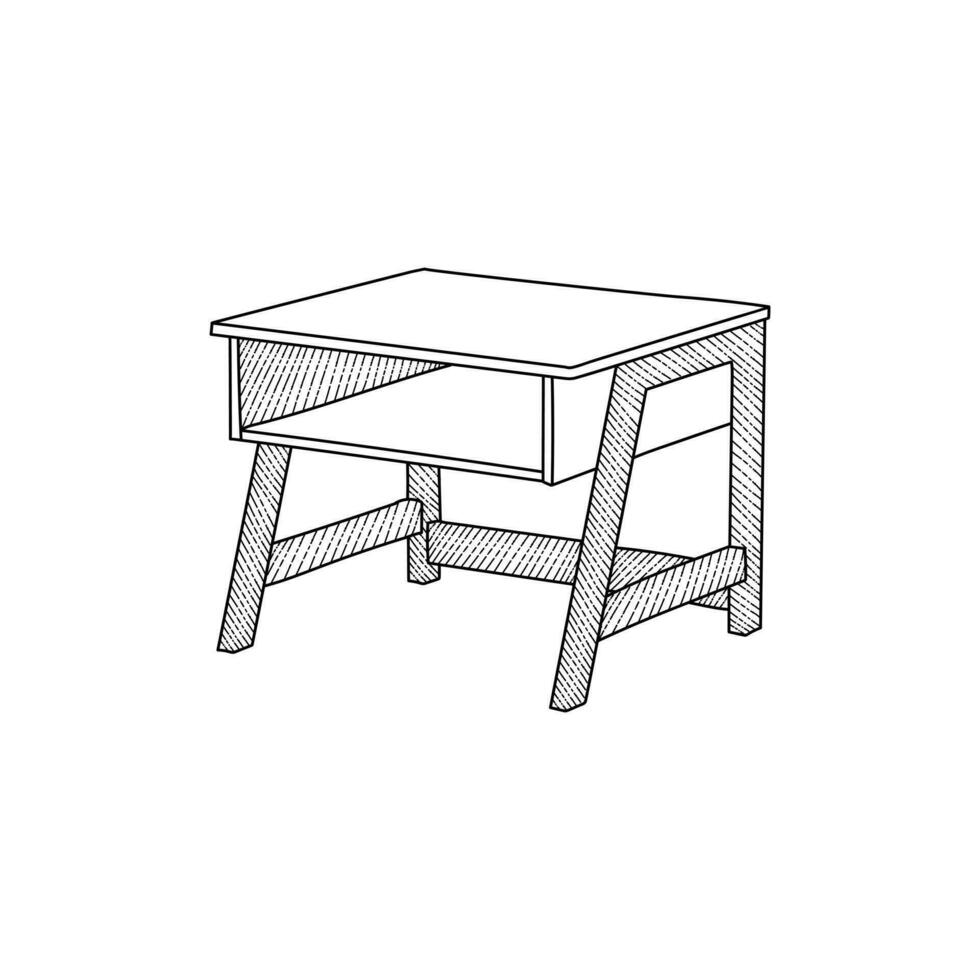 Drawer Table Furniture line icon design template, element graphic illustration design vector