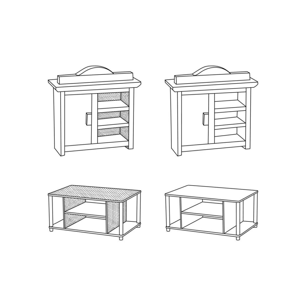 vector design of Cabinet icon set collection, icon Furniture line art vector, minimalist illustration design template