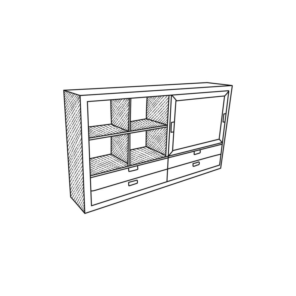 Chest Drawer line icon concept illustration template, logo for your company vector