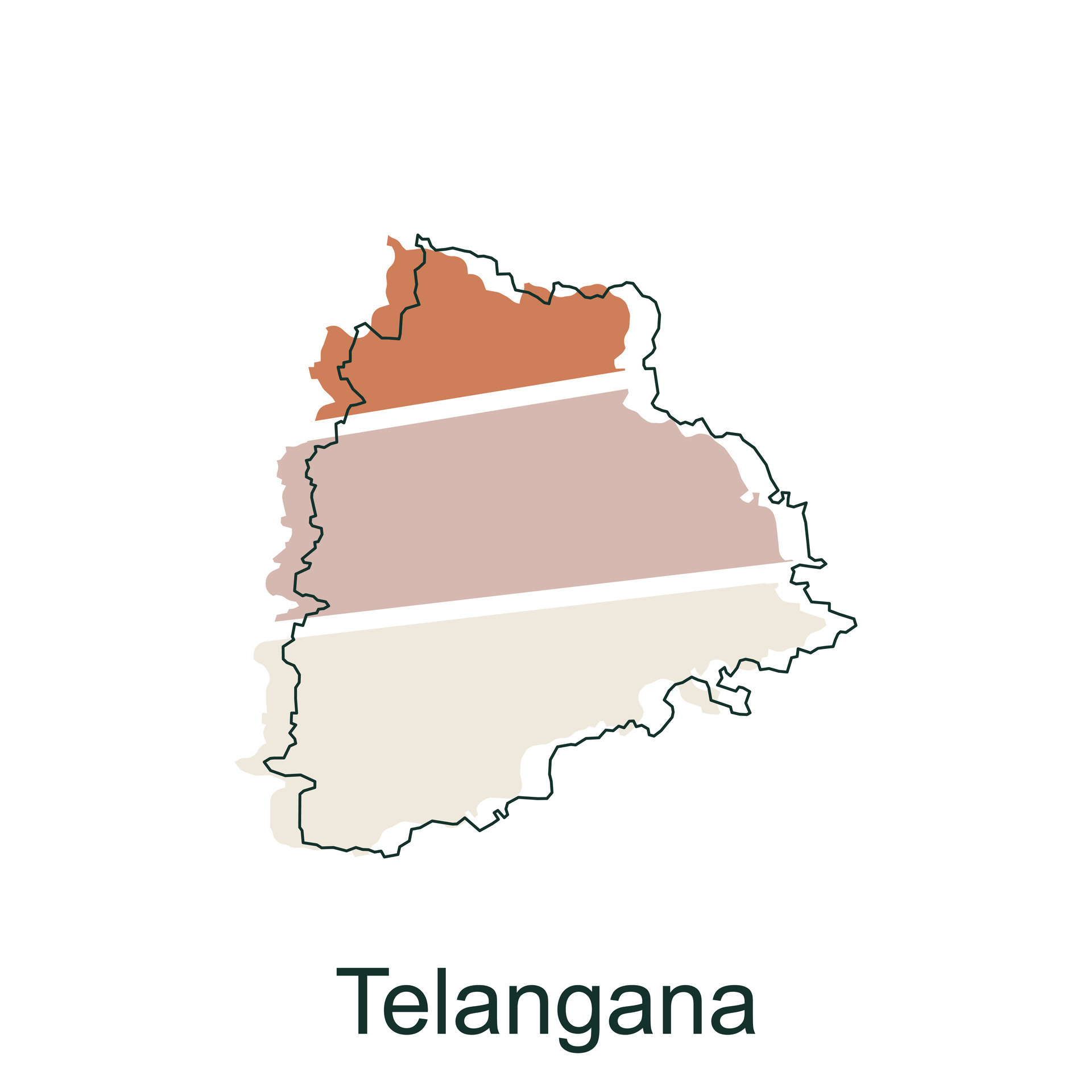 Map of Telangana illustration design with black outline on white