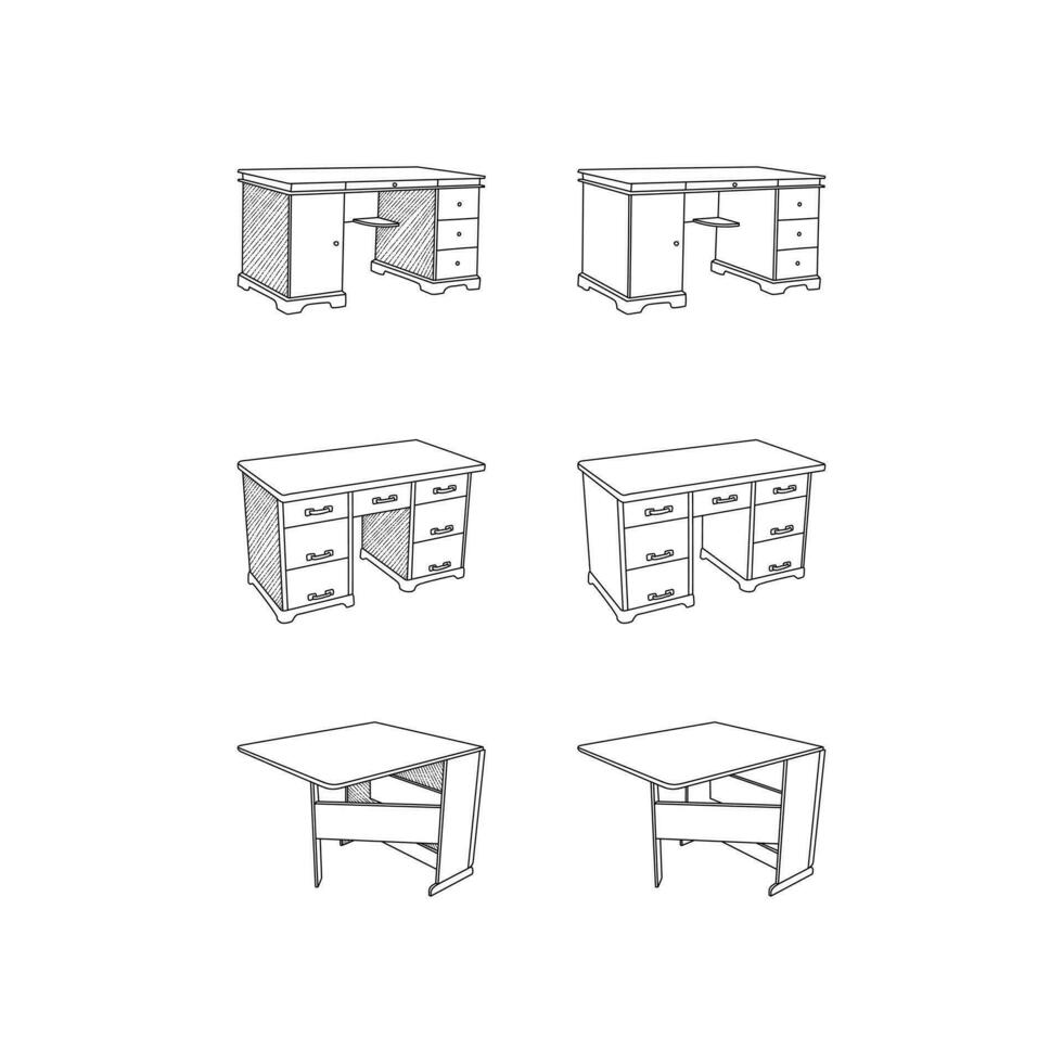 conjunto de mesa icono mueble línea Arte vector, minimalista ilustración diseño vector