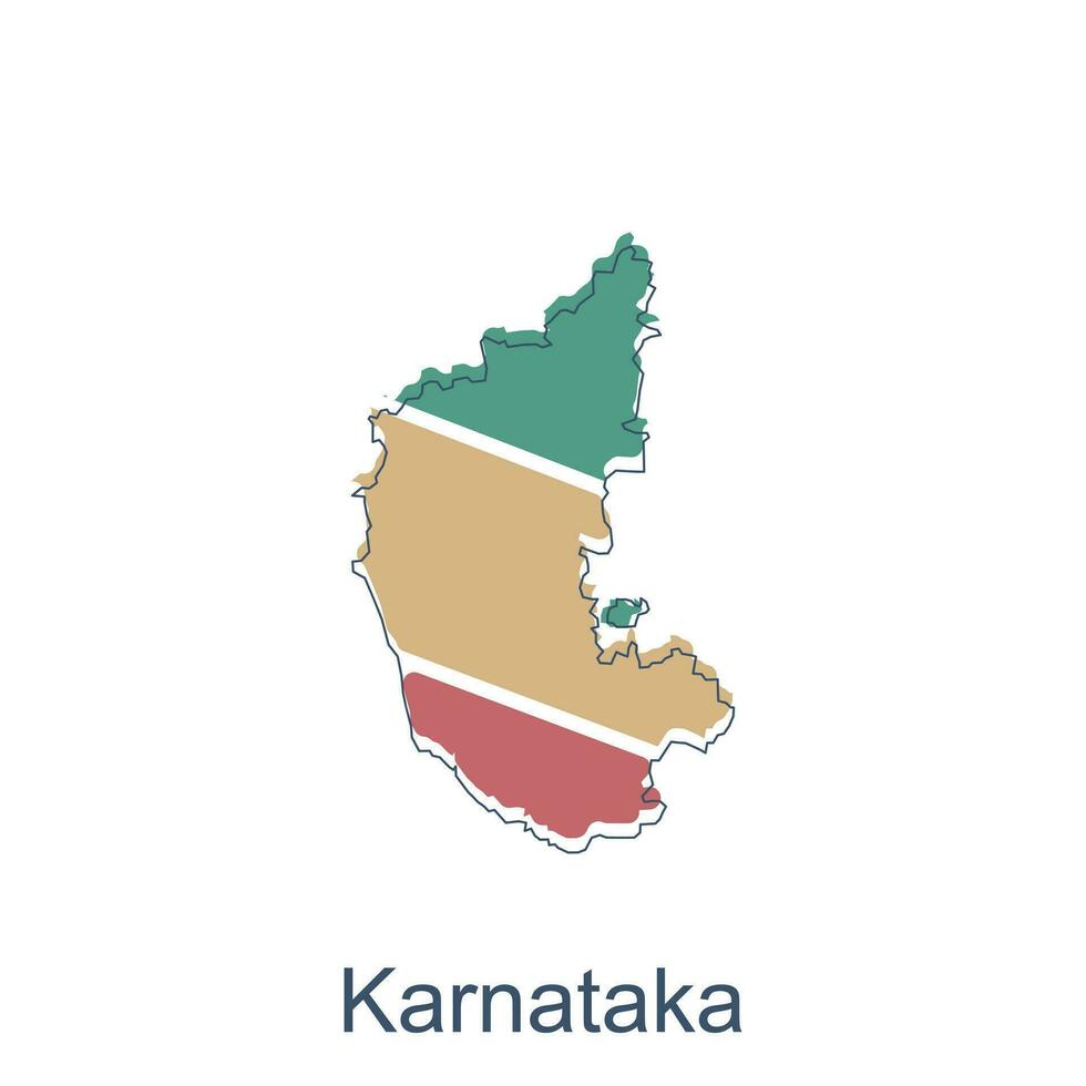 Map of Karnataka colorful illustration design, element graphic illustration template vector